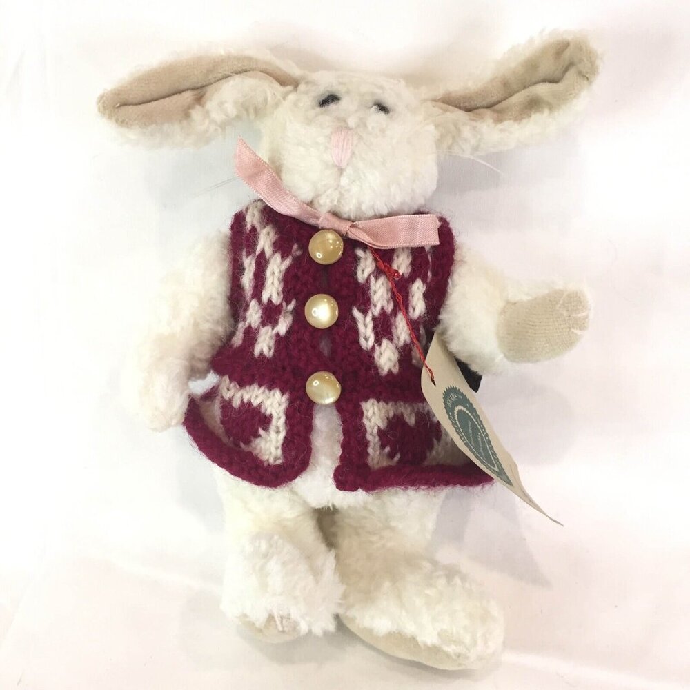 New Boyds Bears Easter Bunny White Rabbit Jointed Plush Stuffed Animal n Sweater